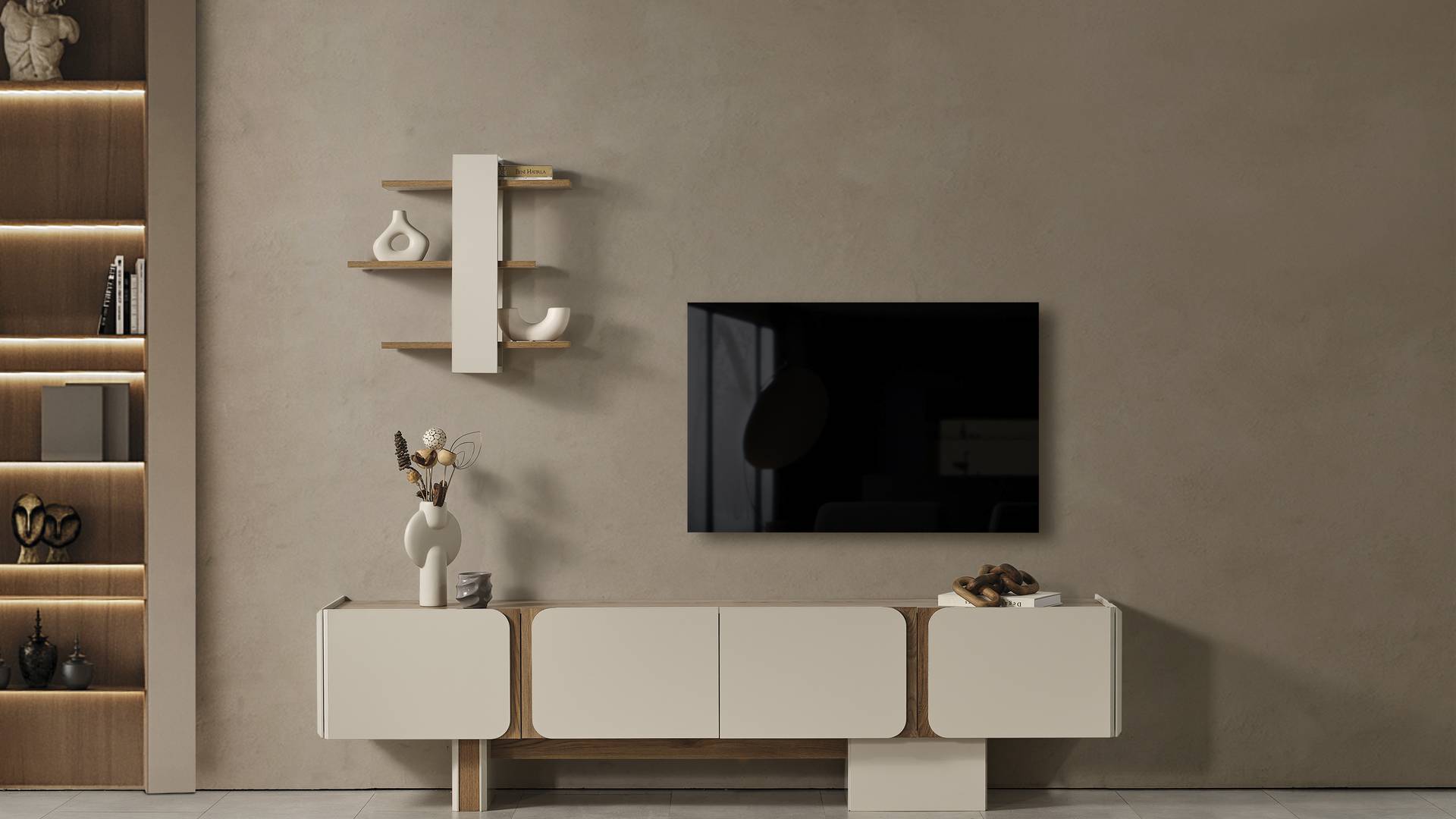 AURA TV ÜNİTESİ modern tasarımı ile evinizi süsler.